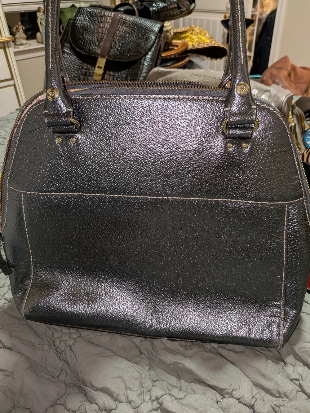 Kate Spade Metallic Silver Dome Satchel